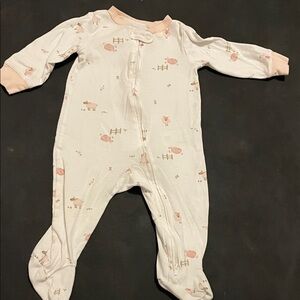 Adorable Pink and White Sheep Scene Footie Pajama